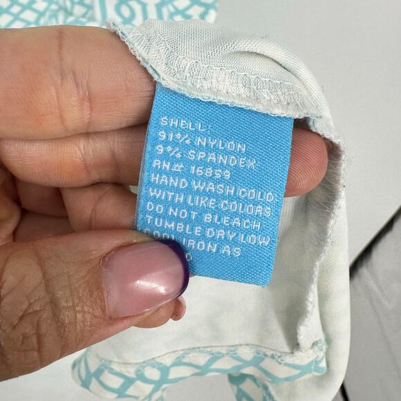 J. McLaughlin Mini Dress Size XS Catalina Cloth Nylon 3/4 Sleeve White Green - Picture 5 of 12